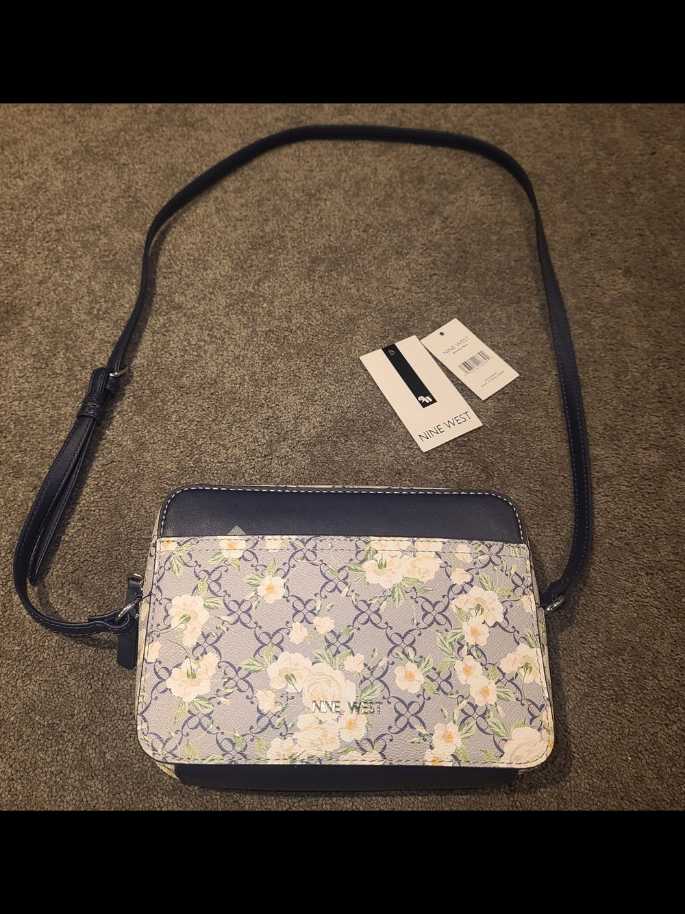 Nine West Navy Floral Crossbody Bag